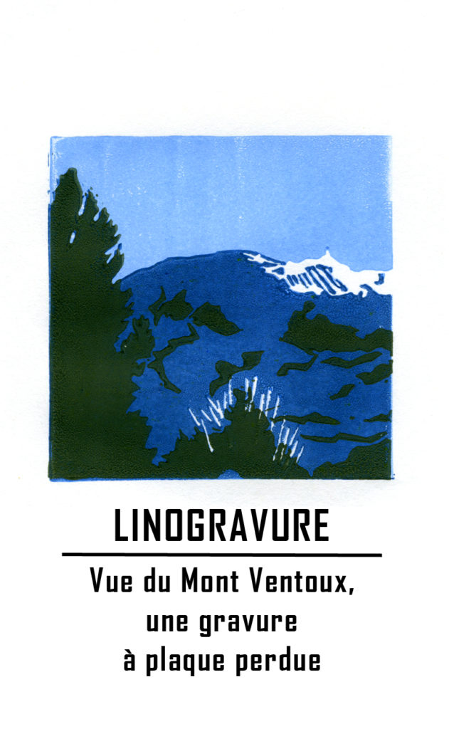 Vue du Mont Ventoux, Vaucluse - linogravure étape par étape