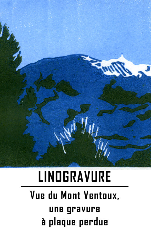 Vue du Mont Ventoux, Vaucluse - linogravure en réduction
